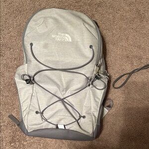 The North Face Light Gray Backpack with Bungee Cord
